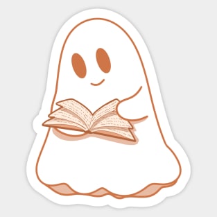 A reading ghost with a book Sticker